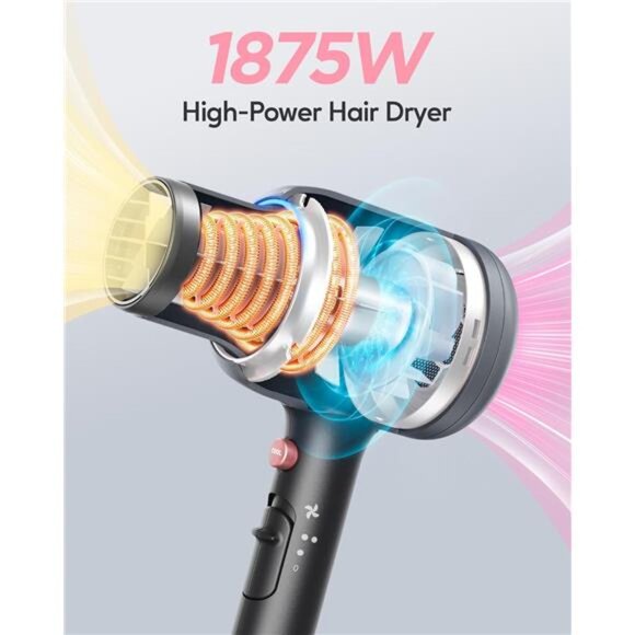 Wavytalk Blow Dryer, Blown Away Ionic Hair Dryer for Curly Hair with Diffuser - Picture 3 of 7